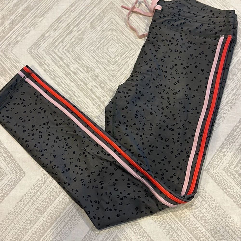 The Upside Women’s Olive Green Animal Print with Side Stripes Leggings